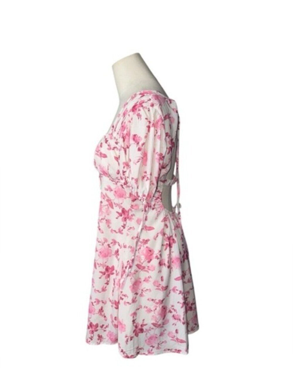 Princess Polly Pink Floral Mini Dress – Puff Sleeve Cottagecore Summer Dress - 6 - Picture 4 of 9